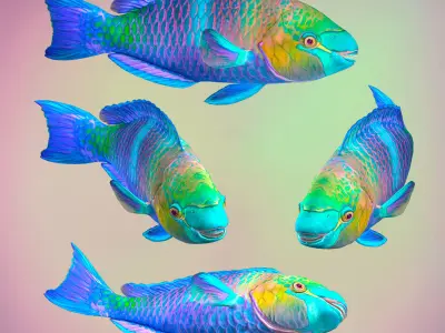 Fish Parrotfish Low-poly 3D model