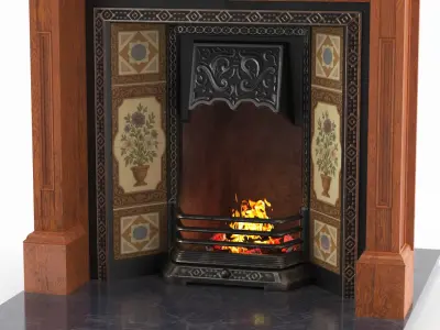 Victorian Fireplace with Fire 3D model