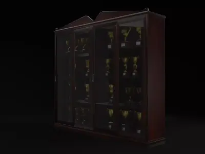 School Trophy Cabinet Set Low-poly 3D model