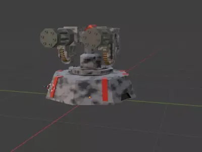 Game Ready Military Auto Turret FBX Textures Animation Low-poly 3D model