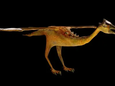 Dino yellow with wings Low-poly 3D model