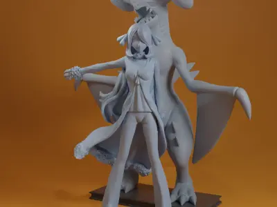 CYNTHIA AND GARCHOMP 3D print model