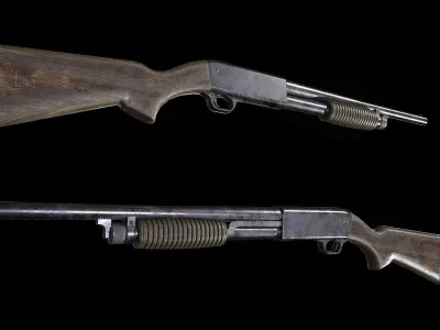 Ithaca M37 PBR Low-poly 3D model