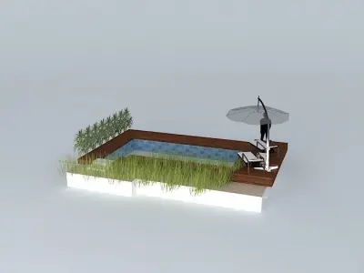 Pool deck and lounging area Free 3D model