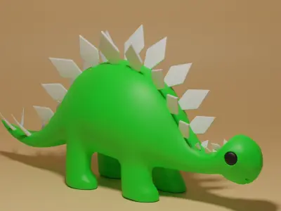 Cartoon Cute Dinosaur Stegosaurus Toy 3D model