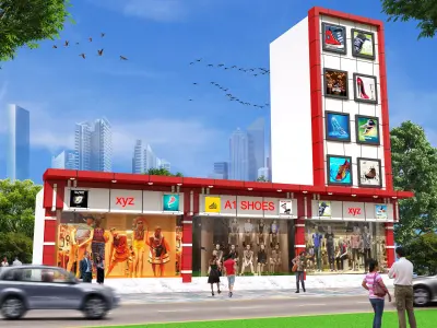 cummercial building three Low-poly 3D model