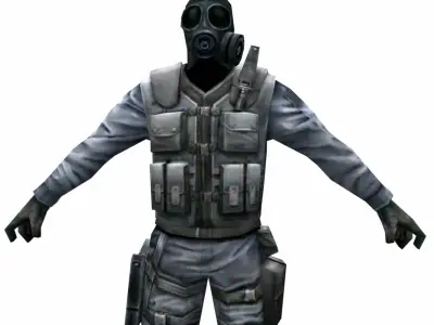 R3 Gas mask Army Soldier Low-poly 3D model