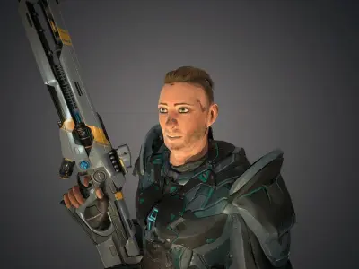 Ranger with plasma gun Low-poly 3D model