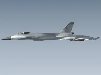 Jetfighter aircraft concept Low-poly 3D model