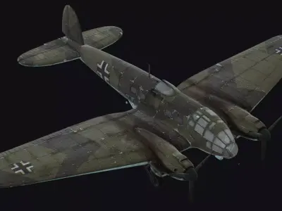 Heinkel He 111 Luftwaffe Germany Medium Bomber WW2 War Low-poly 3D model