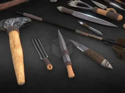 Primitive Weapons Low-poly 3D model