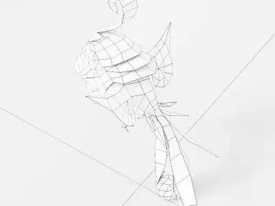 Bird low poly 3d model colorful origami flying in air Low-poly 3D model