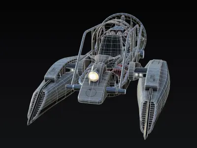 V8 Airboat Low-poly 3D model