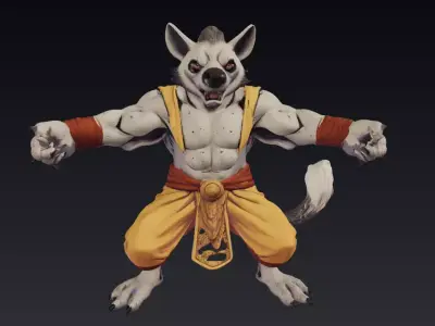 Hyena Humanoid Low-poly 3D model