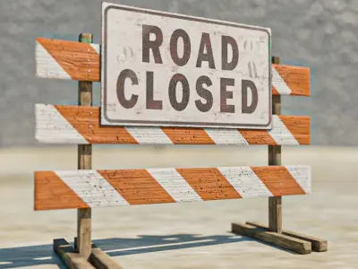 Road closed sign low poly Free low-poly 3D model