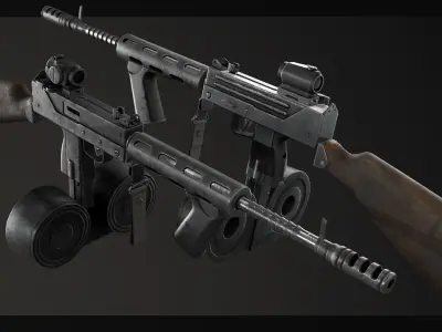 PBR MAC-10 Race Gun Low-poly 3D model