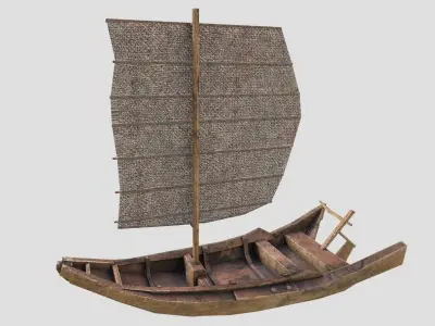 sailboat chinese boat Low-poly 3D model