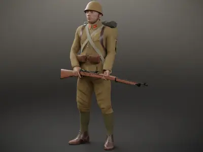Japanese Soldiers Pack Low-poly 3D model