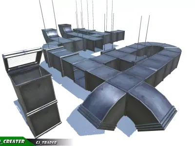 Lowpoly Air Duct Collection Pack 3d model Low-poly 3D model