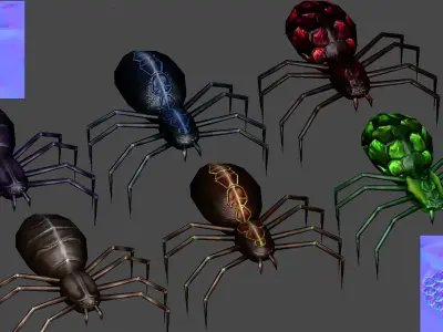 Animated Spiders Pack Free low-poly 3D model