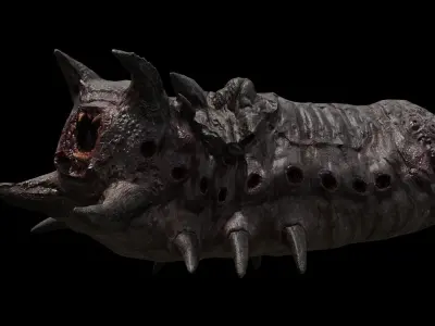 Mutant alien worm Low-poly 3D model