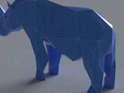 Rhino lowpoly 3D print model polygonal Low-poly 3D model