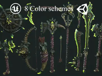 Fantasy undead weapons Low-poly 3D model