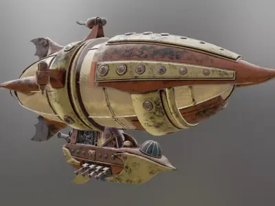 SteamPunk VincySky Aircraft Low-poly 3D model