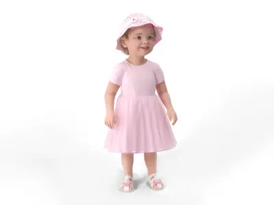 Toddler Girl Everyday Summer Dress Standing Fur 3D model