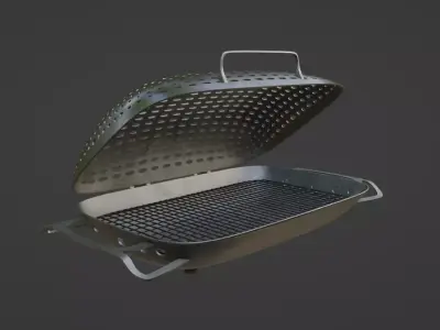 Grilling and BBQ utensils Grill Basket Low-poly 3D model