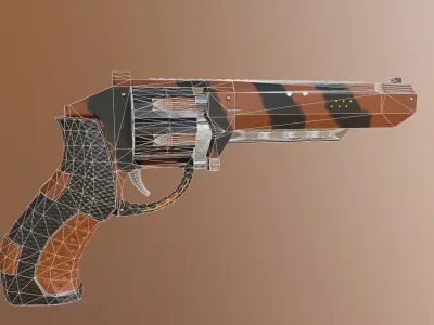 Revolver sci-fi Low-poly 3D model