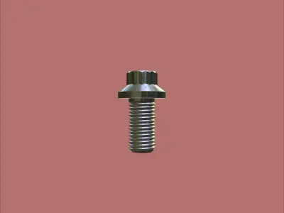 Steel Stained M4 12 Point Bolt 4K PBR 3D model