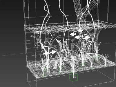 aquarium and glofish Low-poly 3D model