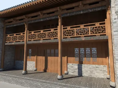 Chinese ancient architecture Low-poly 3D model