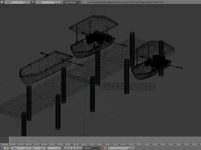 Medieval Wooden Cargo Ship Docks Pack Convoy Merchant Sail Ocean Low-poly 3D model