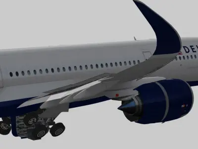 Airbus A350-900 XWB Delta airlnes Low-poly 3D model