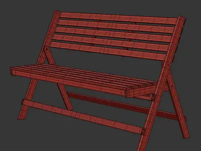 Wooden Bench 3D model 6