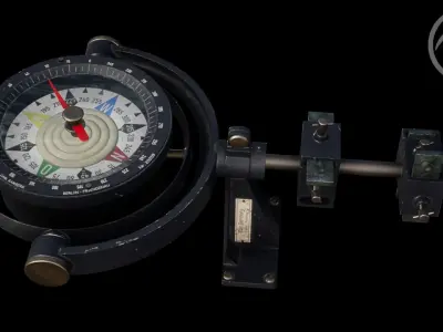 Aviation Compass by Carl Bamberg Low-poly 3D model