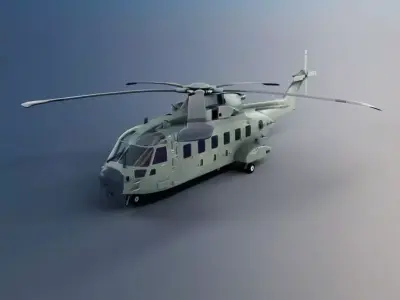 Green Military Helicopter 3D model