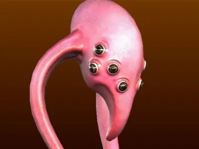 Alien Squid Creature Low-poly 3D model