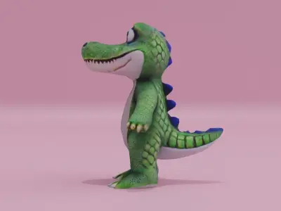Alligator Character A-pose Crocodile Free low-poly 3D model