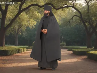 Orthodox Monk Fully Dressed Rigged 3D model