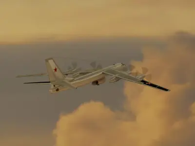 TU-95V Bear - Tsar Bomba Carrier Low-poly 3D model