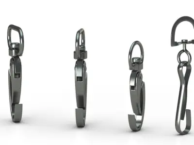 Set of 4 Metal Carabiner LowPoly Low-poly 3D model