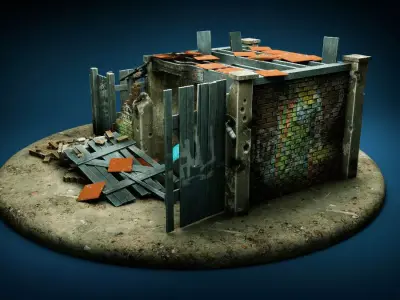 Blown Up Shed 3D model