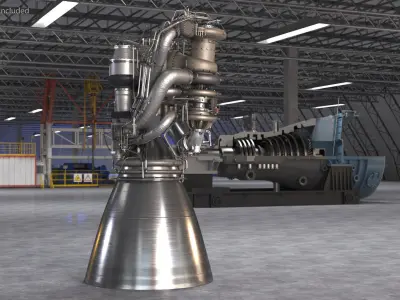 BE-4 Rocket Engine 3D model