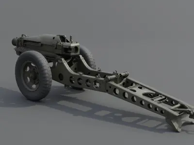 75mm pack howitzer M1A1 Low-poly 3D model
