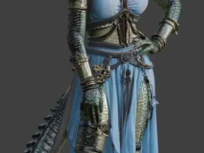 MG-Crocodile Girl01 Mid-Poly  Model 3D print model