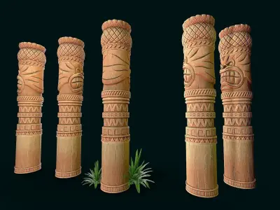 Stylized Wood Totem 11 Low-poly 3D model