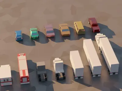low poly toon cars pack vehicles 3d model Free low-poly 3D model